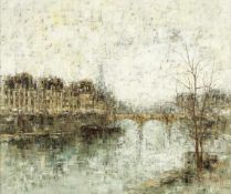 Walles, J.K.20. Jh. Öl/Lw. Blick über die Seine in Paris auf die Ile Saint-Louis. U.r. sign.