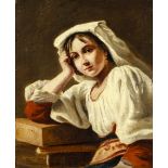 Deutscher PorträtistUm 1900. Öl/Lw. Brustbild einer jungen sitzenden Dame, gekleidet in