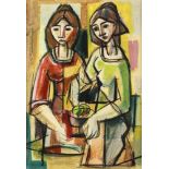 Italienischer Zeichner1. Hälfte 20. Jh. Mischtechnik. Zwei Frauen mit einer Obstschale. 48 x 34