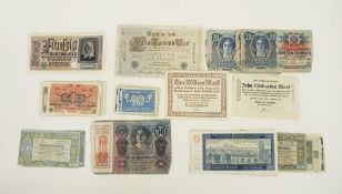 Konvolut BanknotenBestehend u.a. aus Protektorat Böhmen/Mähren 1 x 1 Krone, 3 x 5 Kronen, 1 x 20