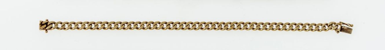 FlachpanzerarmbandGG, 585. Kastenschloss mit Achtersicherungen. L. 20 cm. 21,1 g.