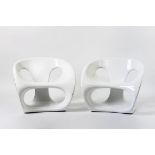 Paar Hara ChairsDesign Giorgio Gurioli, weißer, glasfaserverstärkter Kunststoff, Hersteller
