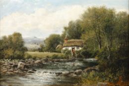 Atkinson, John Gunson19. Jh. Öl/Lw. "On the Teign". Sommerliche Flusslandschaft in der Grafschaft