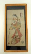 Okumura, Masanobu1686 - 1764. Holzschnitt, handkol. Darstellung einer Frau in prächtigem Gewand. U.