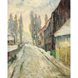 Wickertsheimer, Wilhelm1886 Lahr - 1968 Offenburg. Öl/Malpappe. "Wintermorgen am Stadtrand. Am