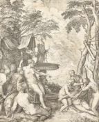 Cort, Cornelis1533 Hoorn - 1578 Rom. Kupferstich. Diana und Callisto. U.l. in der Pl. sign. U.m. "