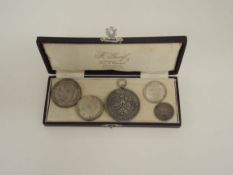 Fünf div. Silberprägungen5 Francs 1867 Belgien, 2 u. 3 Mark 1911 Bayern, 1 Mark 1875, Wilhelm II. v.