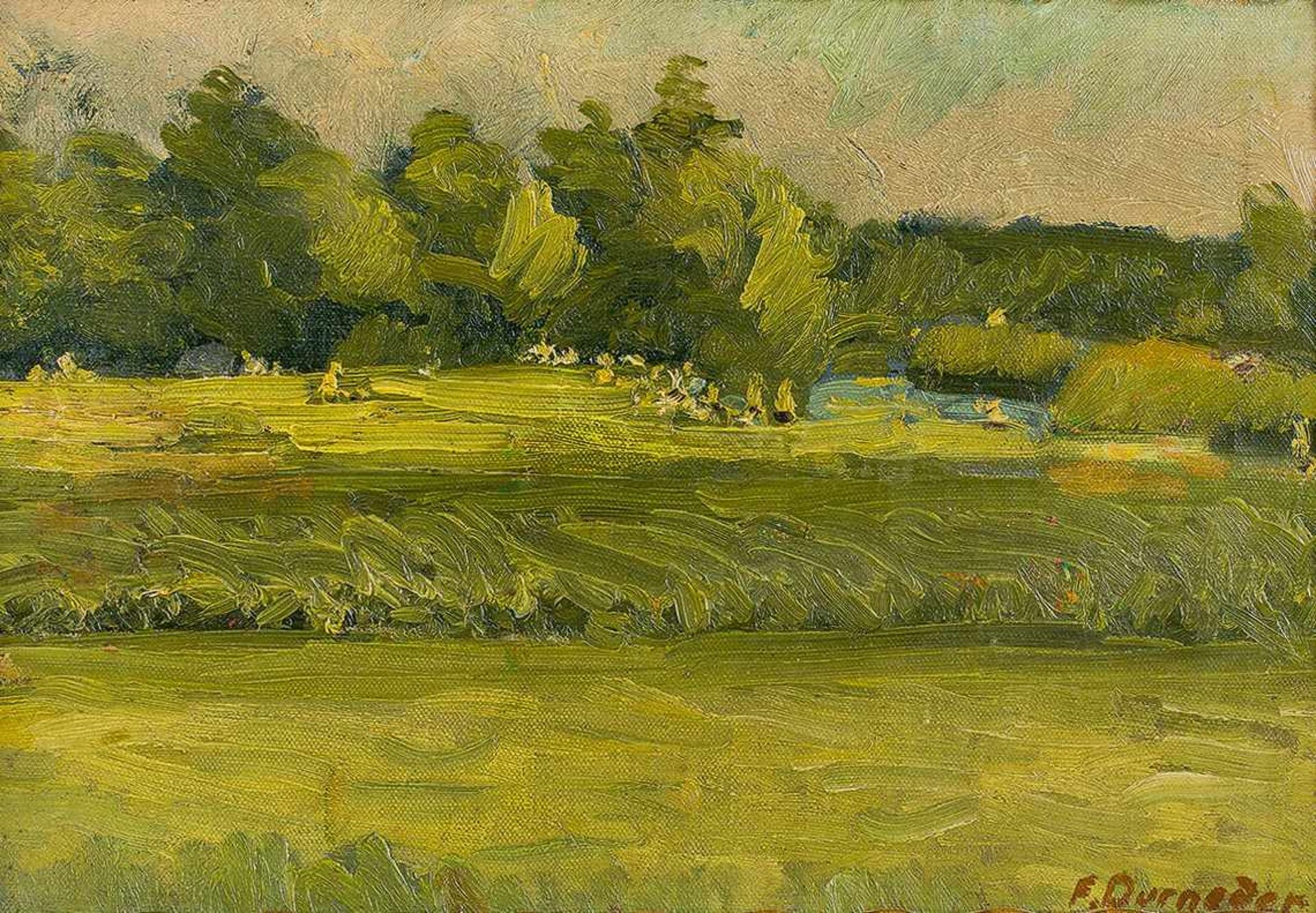 Durneder, Franz Xaver1891 München - 1950 Oberschleissheim. Öl/Lw. Weite sommerliche Wiesenlandschaft