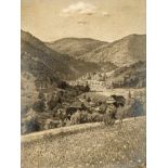 Schleith, Ernst1871 Wieslet/Schopfheim - 1940 ebd. Bleistiftzeichnung. Blick über eine Blumenwiese