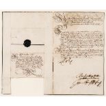 SachsenZwei handgeschriebene Dokumente vom 3. und 23. Januar 1716 (11- u. 23-zeilig, ersteres mit