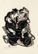 Mori, YoshitoshiJapan, 1898-1992 Kappa-Ban (Schablonendruck)."Leaving Osaka". Darstellung eines sich