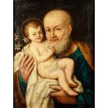 KirchenmalerItalien 18. Jh. Öl/Lw. Joseph mit dem nackten Jesusknaben im Arm. (Craquelé, leicht