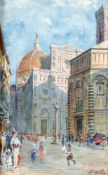 Cecchi, S.Italienischer Zeichner, 19. Jh. Aquarell. Blick auf Santa Maria del Fiore und das