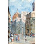 Cecchi, S.Italienischer Zeichner, 19. Jh. Aquarell. Blick auf Santa Maria del Fiore und das