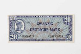 Bank Deutscher LänderBanknote 20 DM 1948 (ohne Datum) "Liberty". Ausgegeben am 20.06.1948. Nahezu