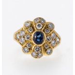 RingGG, 585. Kopf in Form einer Blüte, ausgefasst mit 22 Brillanten von zusammen ca. 1,3 ct. In