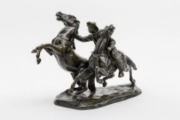 Gornik, Friedrich1877 Prävali/Slowenien - 1943 Wien. Cowboy ein Pferd zähmend. Bronze, braun