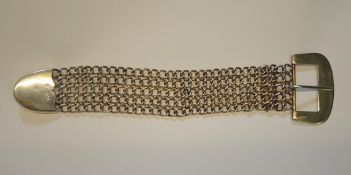 Gürtelschnallen-ArmbandSilber, 925, vergoldet. Breites Gliederarmband zu verschließen mit Dorn und