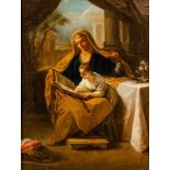KirchenmalerUm 1800. Öl/Lw. Die heilige Anna lehrt Maria das Lesen. (Doubl.). 50 x 40 cm. R.