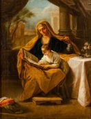 KirchenmalerUm 1800. Öl/Lw. Die heilige Anna lehrt Maria das Lesen. (Doubl.). 50 x 40 cm. R.