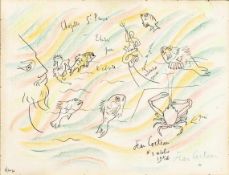 Cocteau, Jean1889 Maisons-Laffitte/Paris - 1963 Milly-la-Forêt. Farblithogr. Etude pour l'Abside