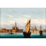 Bernau, M.19. Jh. Öl/Lw. Segelboote in der Lagune vor Venedig. U.l. sign. (Min. Craquelé). 30 x 42