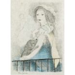 Laurencin, Marie1883 Paris - 1956 ebd. Farblithogr. Dame mit Hund. Aus: L'Adroite Princesse ou les