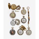 KonvolutBestehend aus acht Taschenuhren, u.a. Kienzle und Record je mit Uhrenkette, fünf Uhren mit