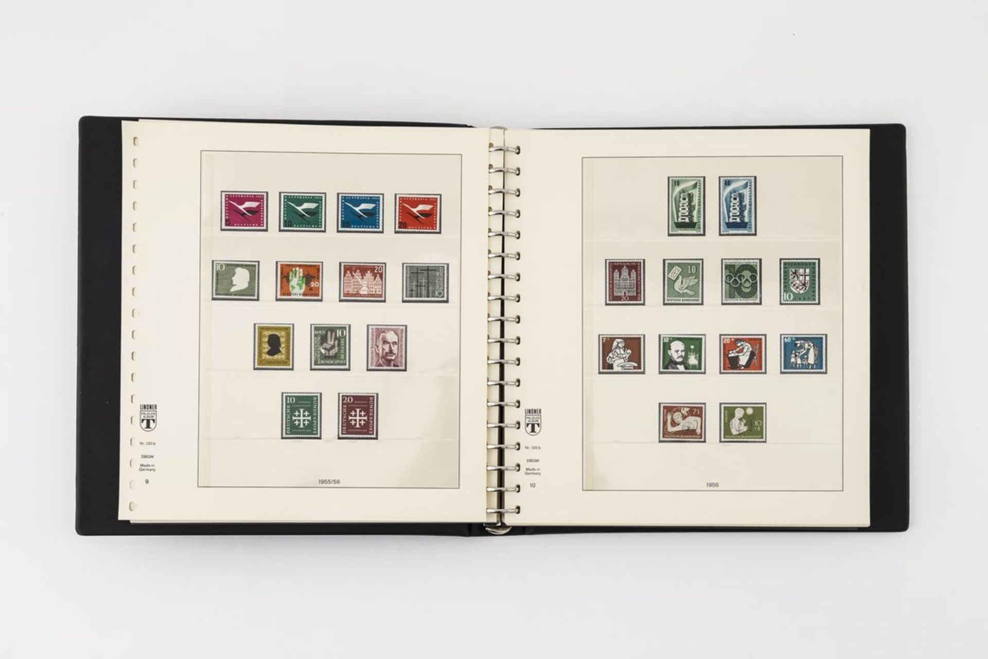 Vier Briefmarkenalben BRD 1949-1996Lindner Falzlosalben mit postfrischen bzw. ungebrauchten