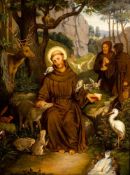 Monogrammist A.G.Deutsch, um 1900. Öl/Lw. Der heilige Franz von Assisi umgeben von Tieren und zwei