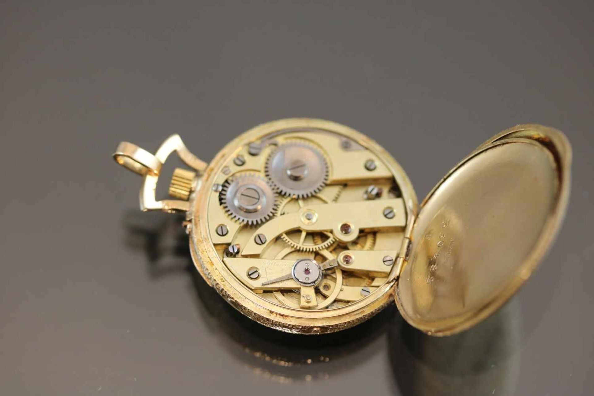 Taschenuhr, 585 GoldWerk: HandaufzugGehäuse Ø: 3 cm Gewicht ges.: 22 Gramm - Image 3 of 3