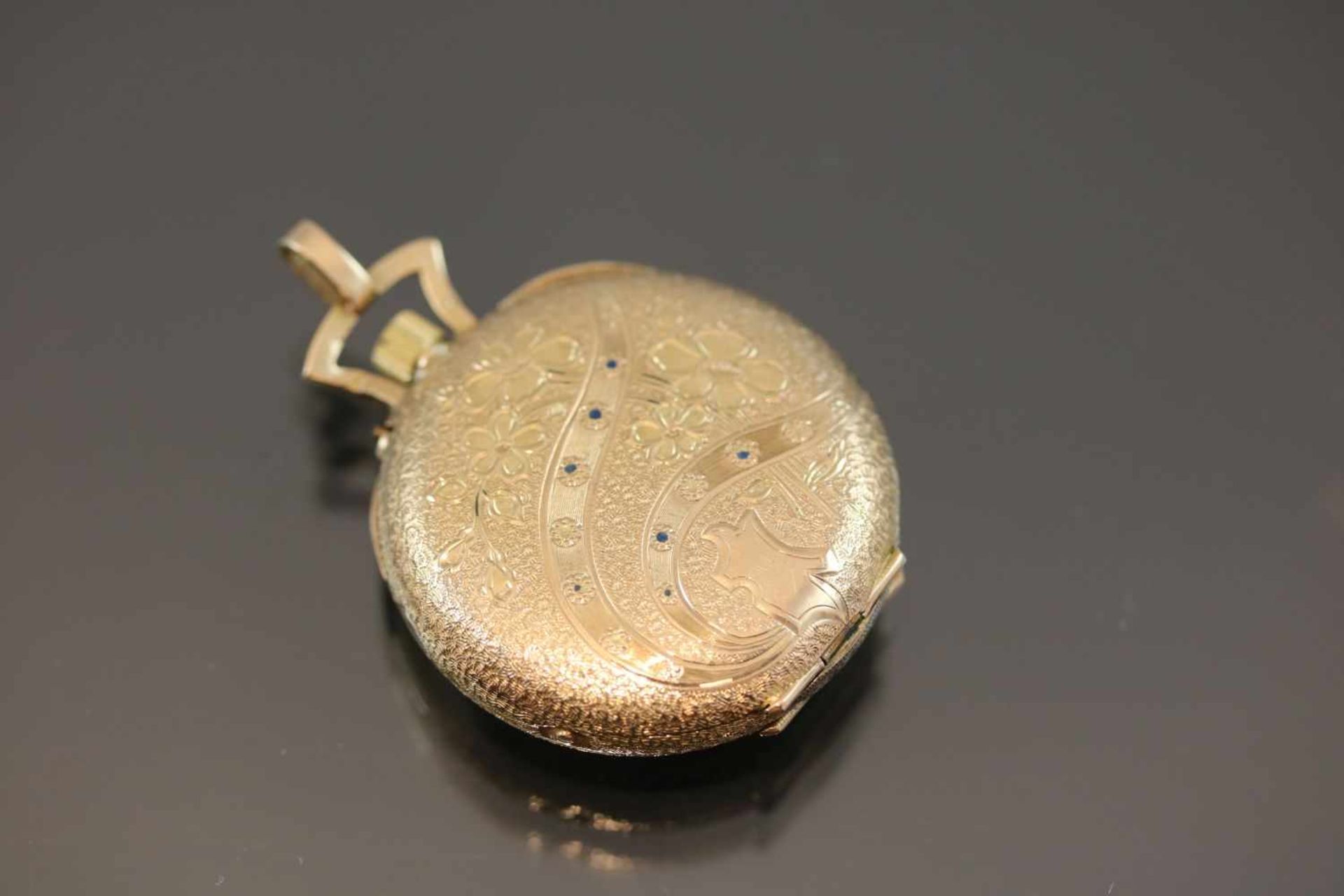 Taschenuhr, 585 GoldWerk: HandaufzugGehäuse Ø: 3 cm Gewicht ges.: 22 Gramm - Image 2 of 3