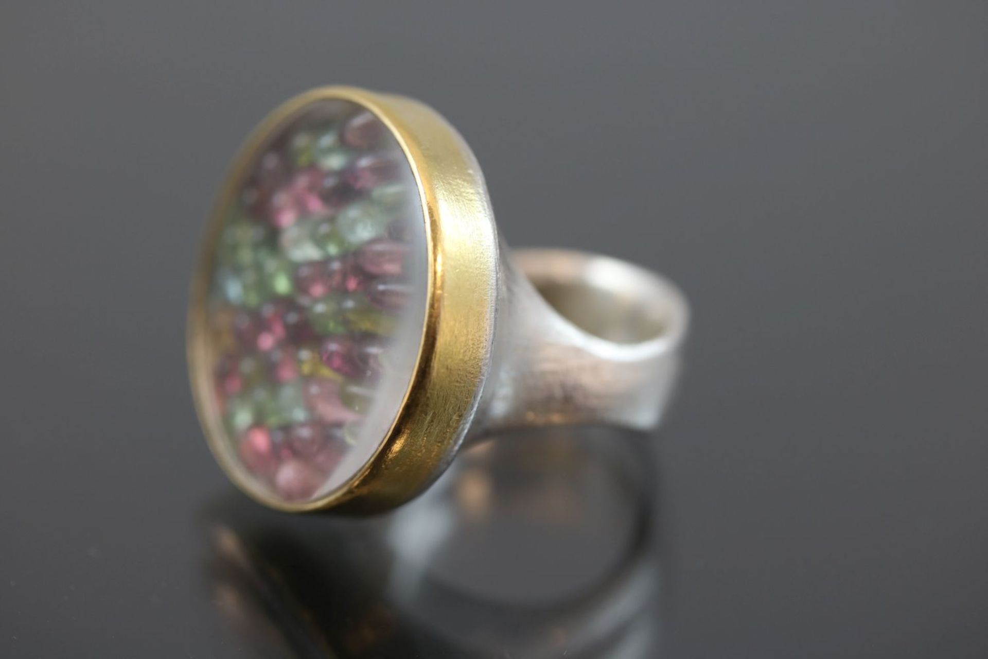 Design-Ring, 750 Gold/Silber20,7 Gramm Turmaline, Ringgröße: 54Schätzpreis: 1100,- - Bild 3 aus 3
