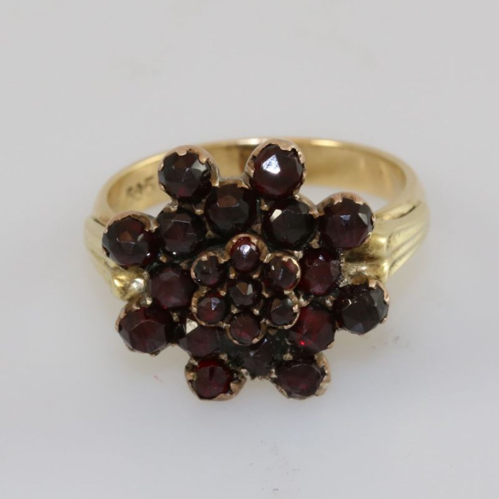 Granat-Ring, 585 Gelbgold5 Gramm Ringgröße: 58 - Bild 2 aus 5
