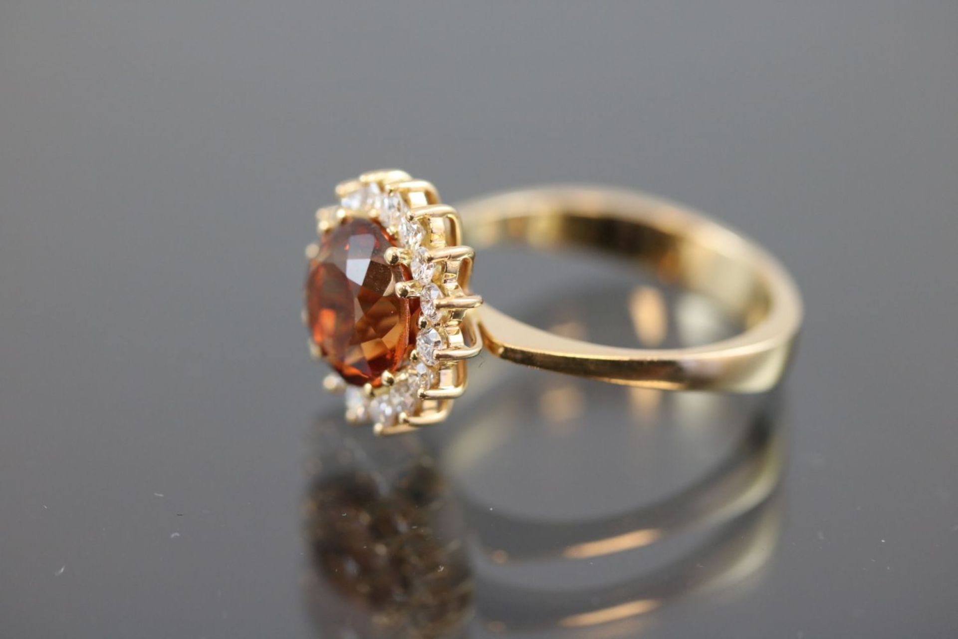 Citrin-Brillant-Ring, 750 Gold5 Gramm 16 Brillanten, 0,38 ct., Ringgröße: 53 - Bild 3 aus 3