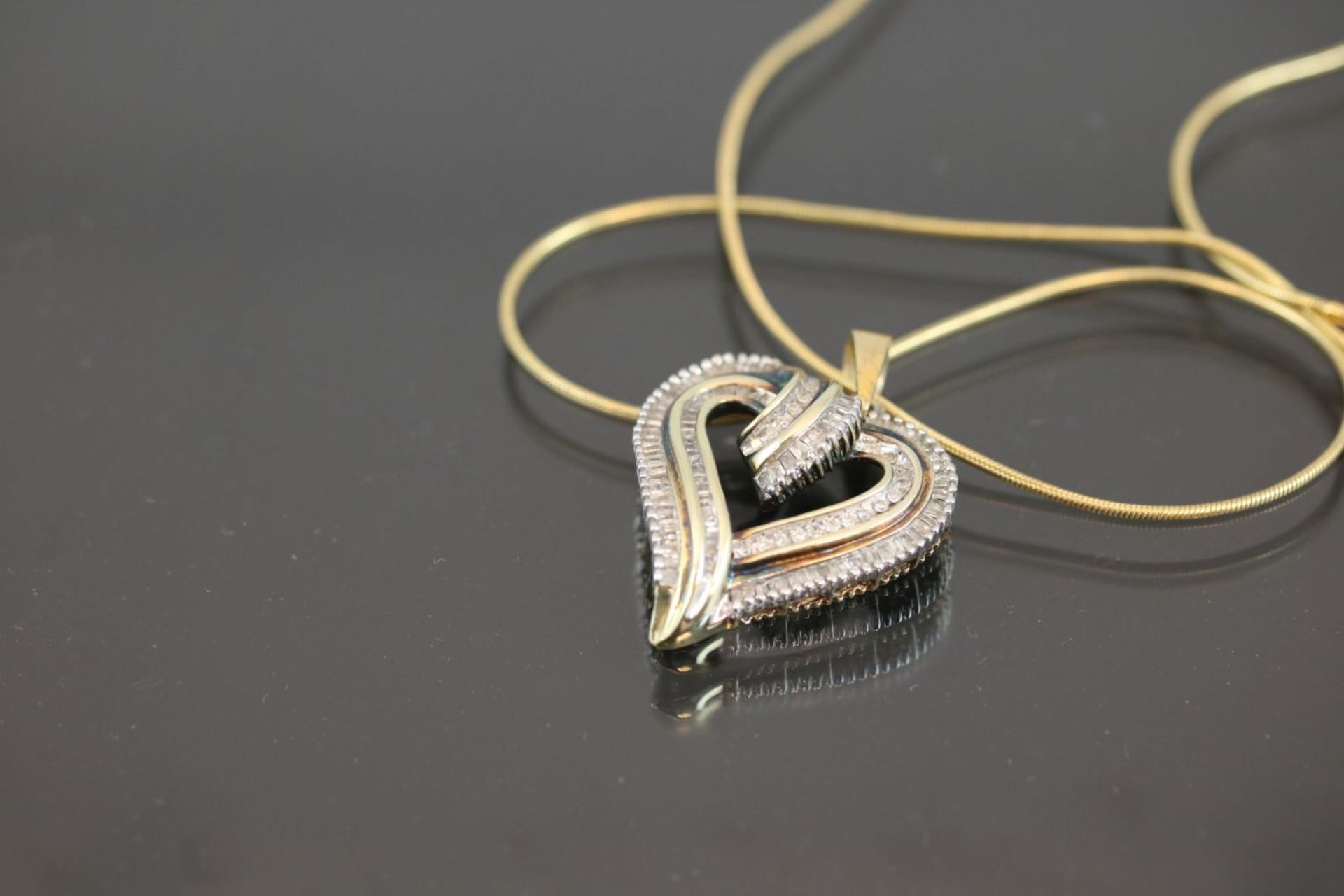 Diamant-Herz, 925 Silber vergoldet5 Gramm Diamantbaquette, 1 ct., tc/p2. - Bild 3 aus 3