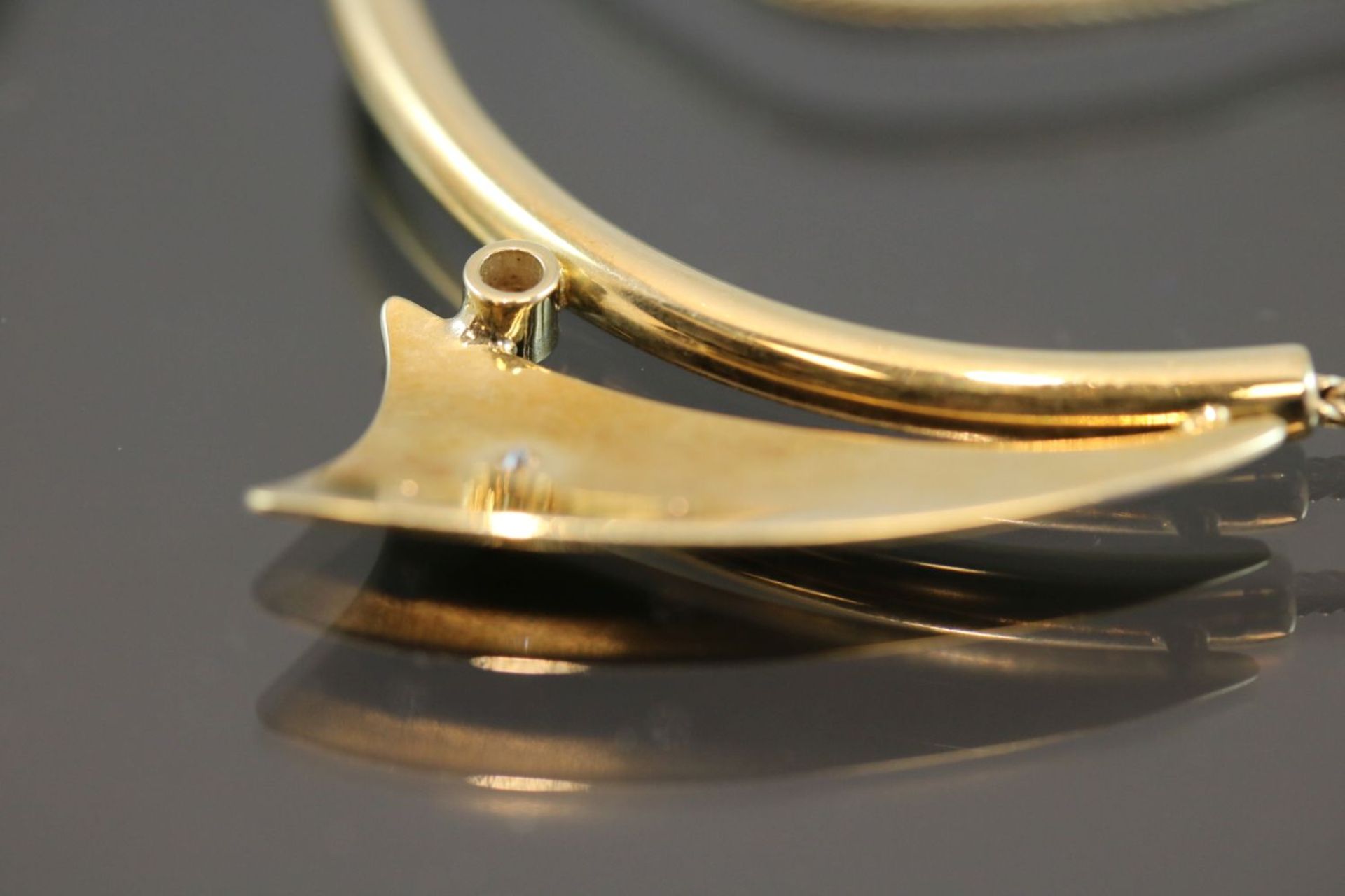 Brillant-Collier, 585 Gold8,7 Gramm 4 Brillanten, 0,043 ct., w/si. Länge: ca. 45 cm Schätzpreis: - Image 4 of 7