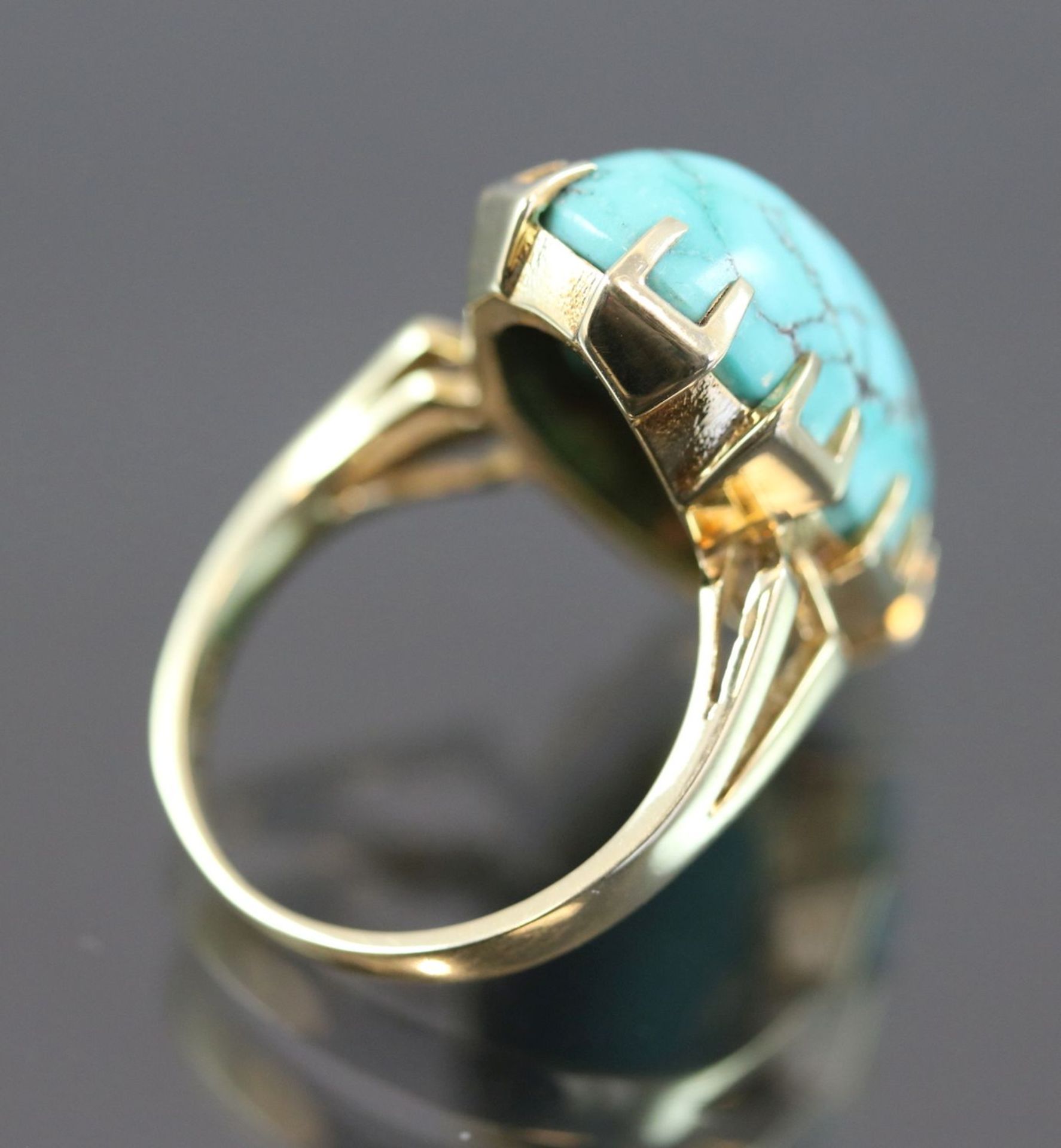 Aquamarin-Brillant-Ring, 585 Gelbgold2,1 Gramm 1 Brillant, 0,03 ct., w/p1. Ringgröße: 54Zustand: - Bild 4 aus 4