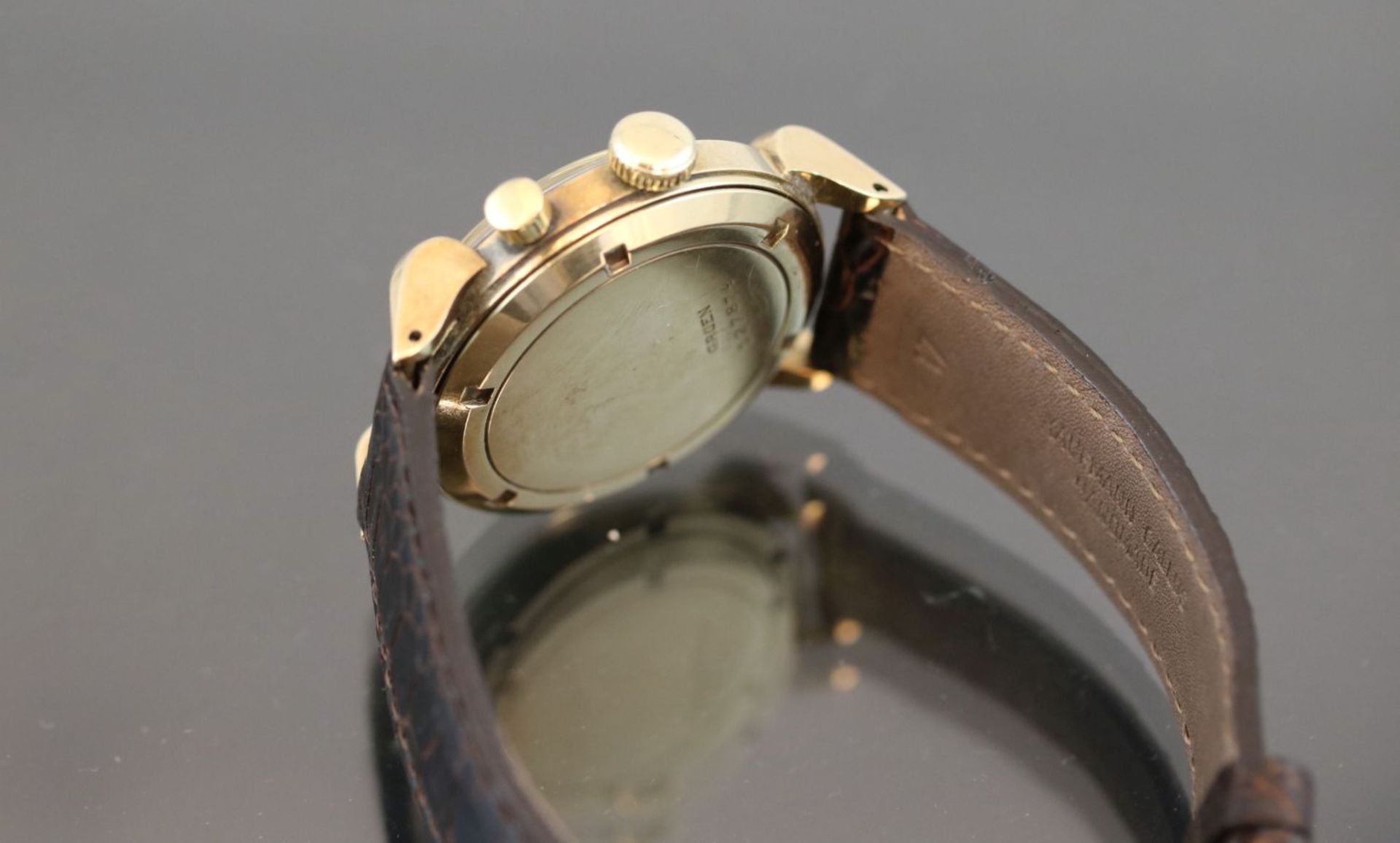 Gruen Precision-Uhr, 585 GoldWerk: Chrono Timer, HandaufzugBand: Braunes LederbandFunktion: - Bild 4 aus 4