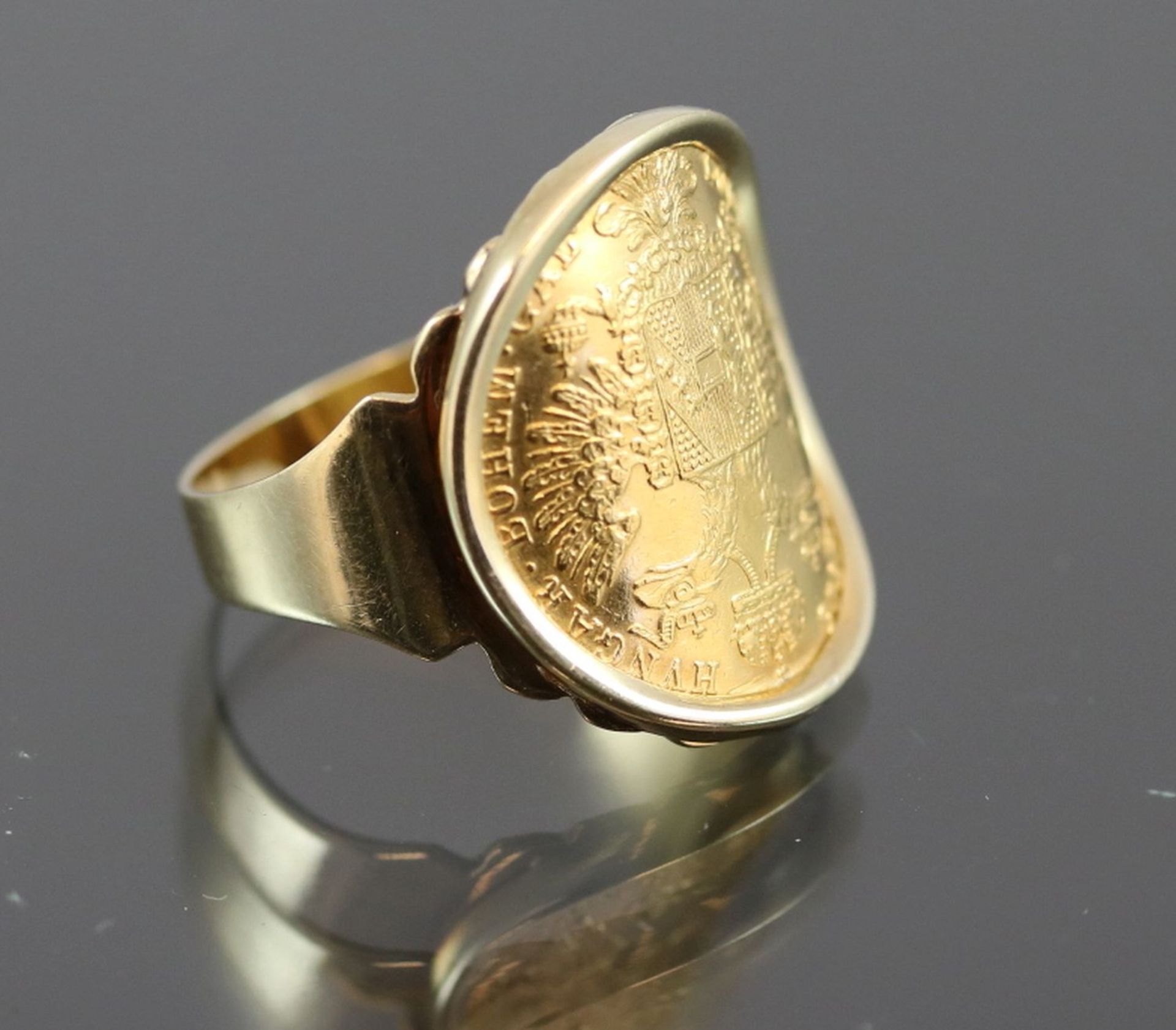 Münz-Ring, 585 Gelbgold6,4 Gramm 1 Münze, Ringgröße: 56