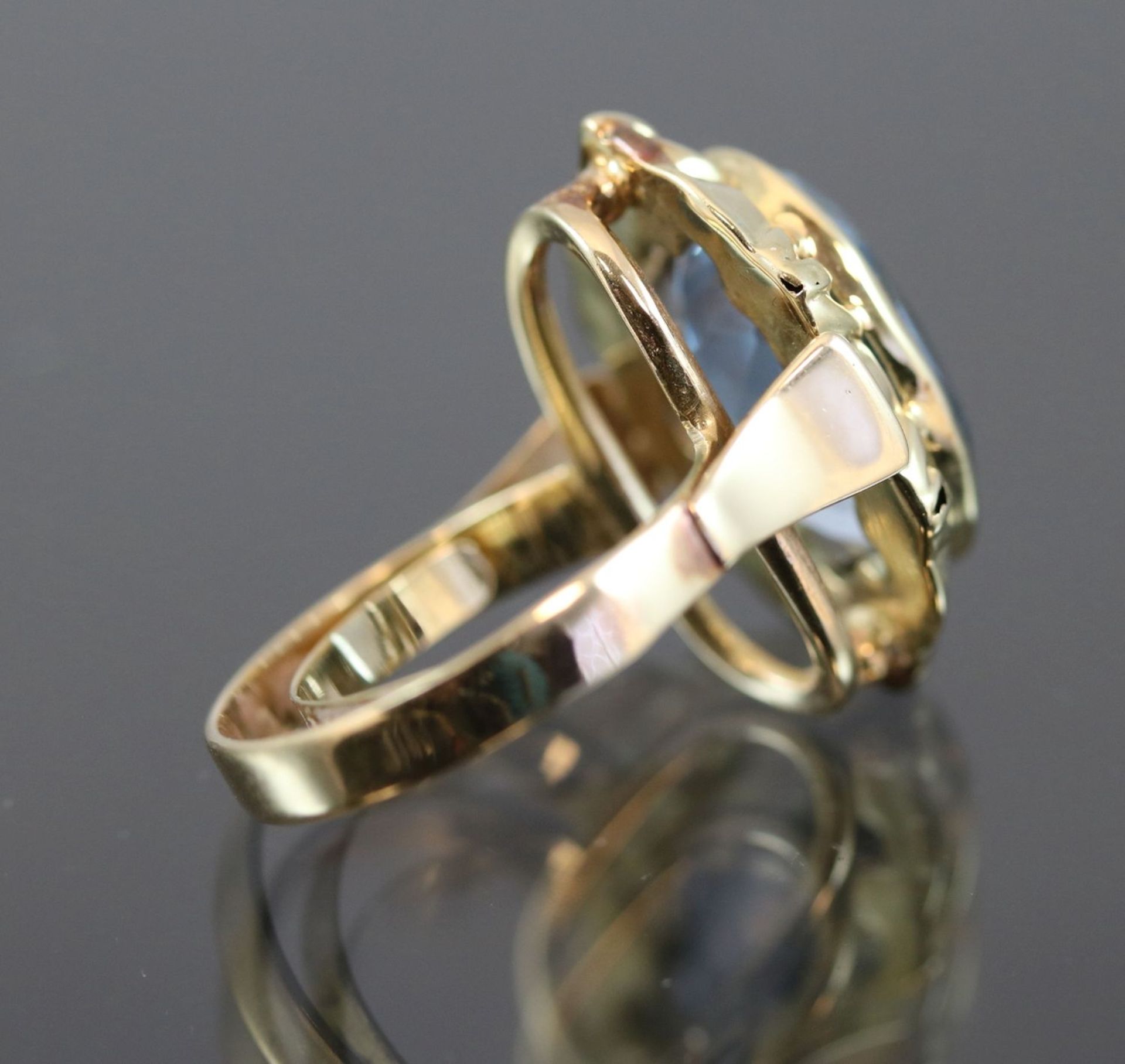 Aquamarin-Ring, 750 Gold6,3 Gramm 1 Aquamarin, Ringgröße: 55 - Bild 5 aus 7