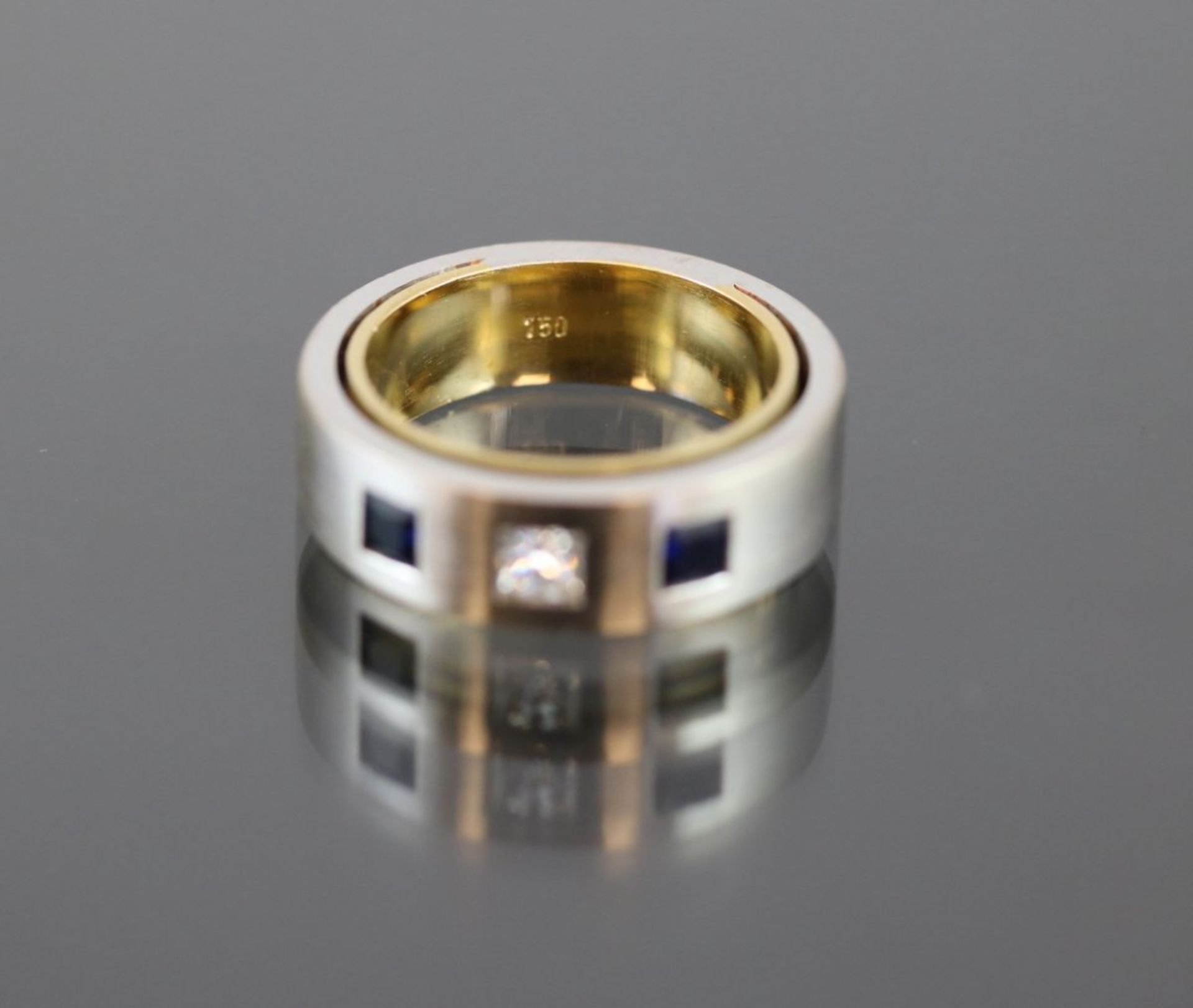 Saphir-Diamant-Ring, 750 Gold13 Gramm 1 Diamant, 0,20 ct., tw/vsi. Ringgröße: 53Schätzpreis: 2800,- - Bild 2 aus 3