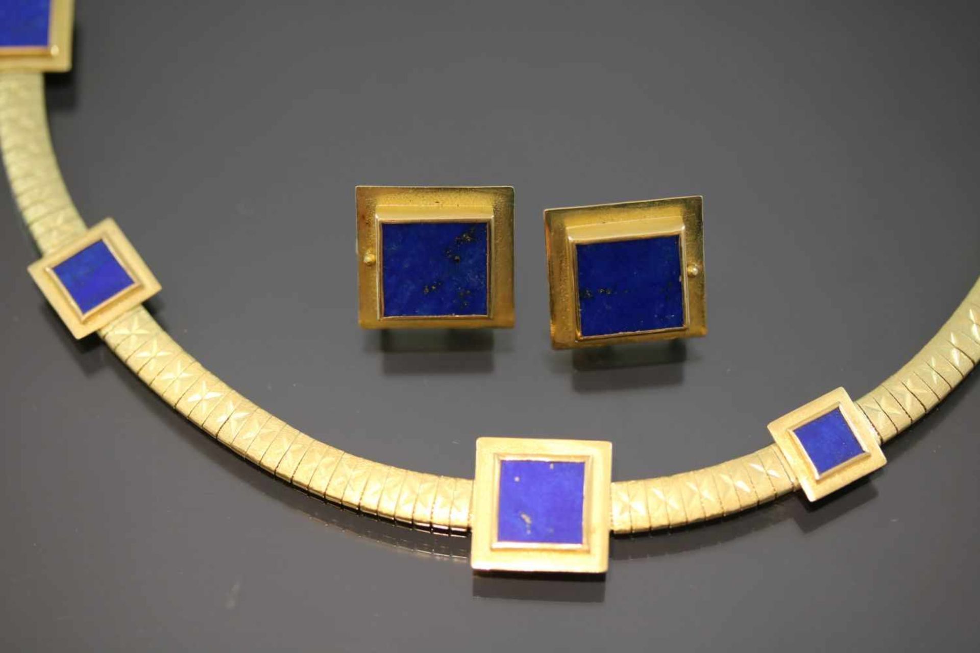 Lapislazuli-Schmuckset, 750 Gelbgold56,9 Gramm 7 Lapislazuli, Set besteht aus einem Collier und - Bild 2 aus 3