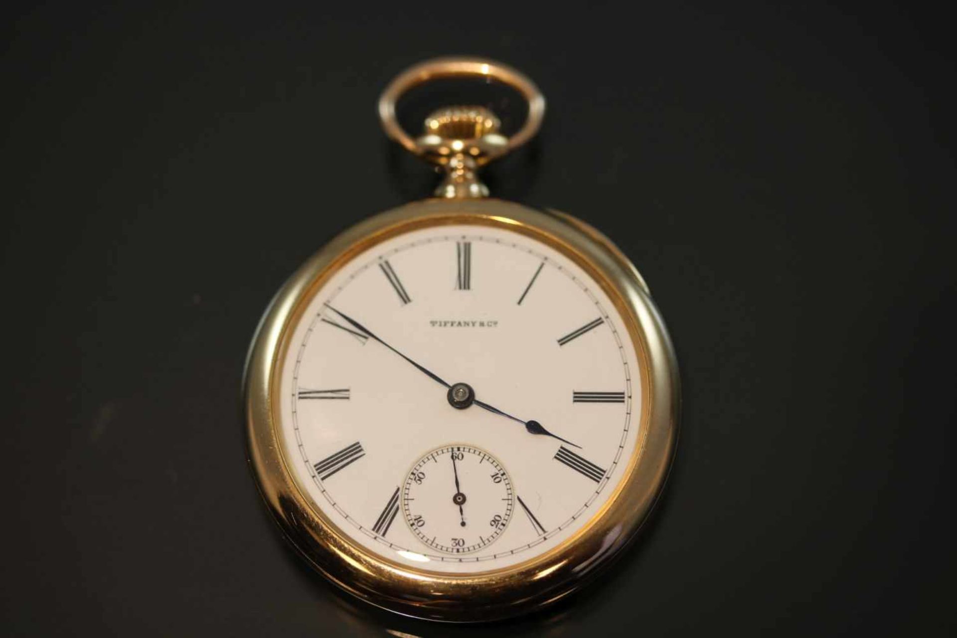 Patek Philippe-Tiffany-Taschenuhr, 750 GelbgoldWerk: HandaufzugFunktion: SekundenanzeigeGehäuse Ø: 4