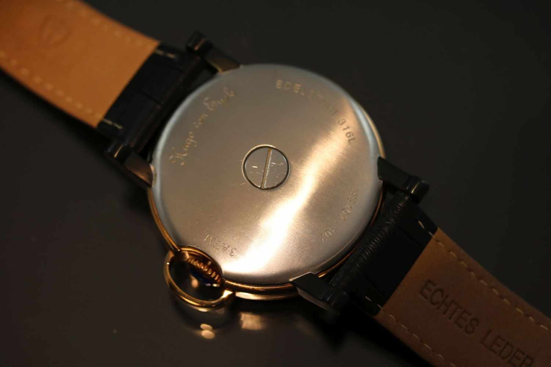 Hugo von Eyck UhrWerk: AutomatikBand: Schwarzes LederbandGehäuse Ø: 4,5 cm Uhr Tragbar als - Bild 2 aus 2