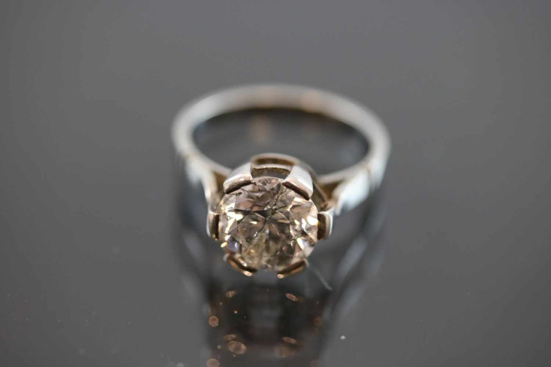 Brillant-Ring, Silber1,8 Gramm 1 Brillant, 2,7 ct., c/p. Ringgröße: 51- - -25.00 % buyer's premium