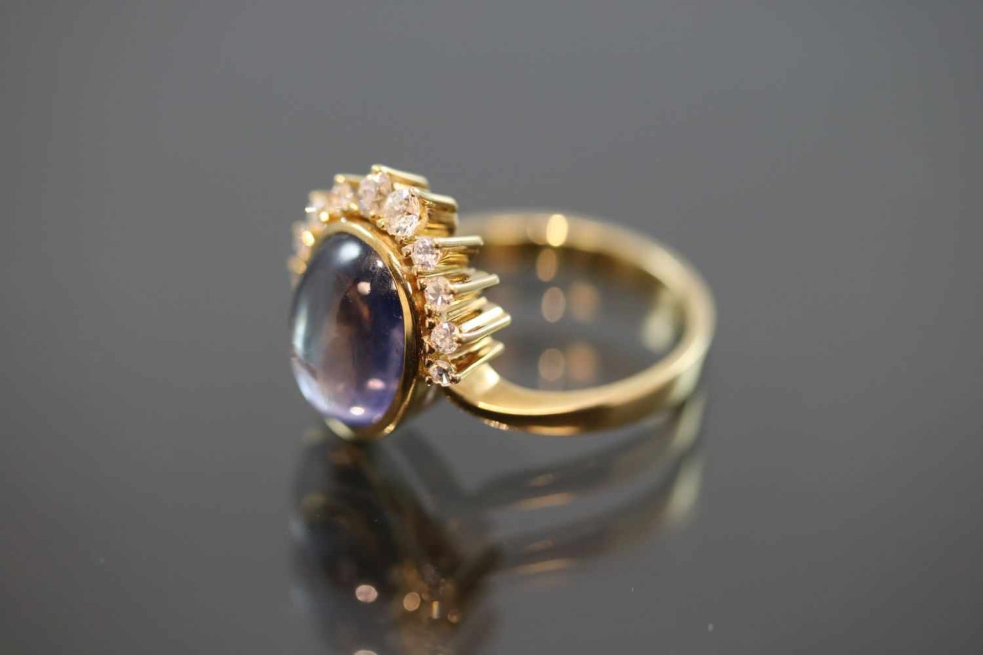 Diamant-Tansanit-Ring, 750 Gold6,5 Gramm 10 Diamanten, ca. 0,35 ct., tc/p1. Ringgröße: - Bild 2 aus 3