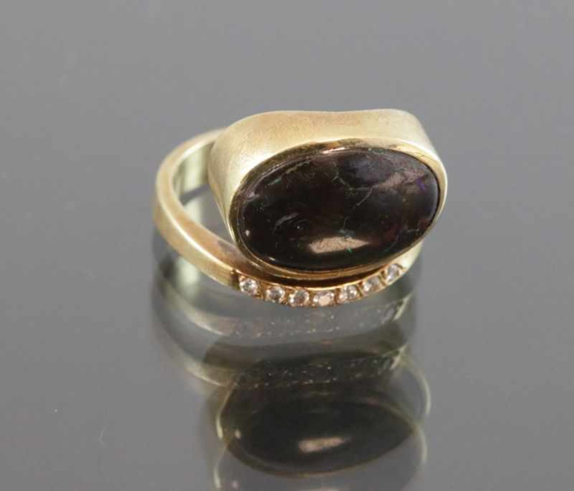 Boulder Opal-Brillant-Ring, 585 Gold6,5 Gramm 7 Brillanten, Ringgröße: 50- - -25.00 % buyer's