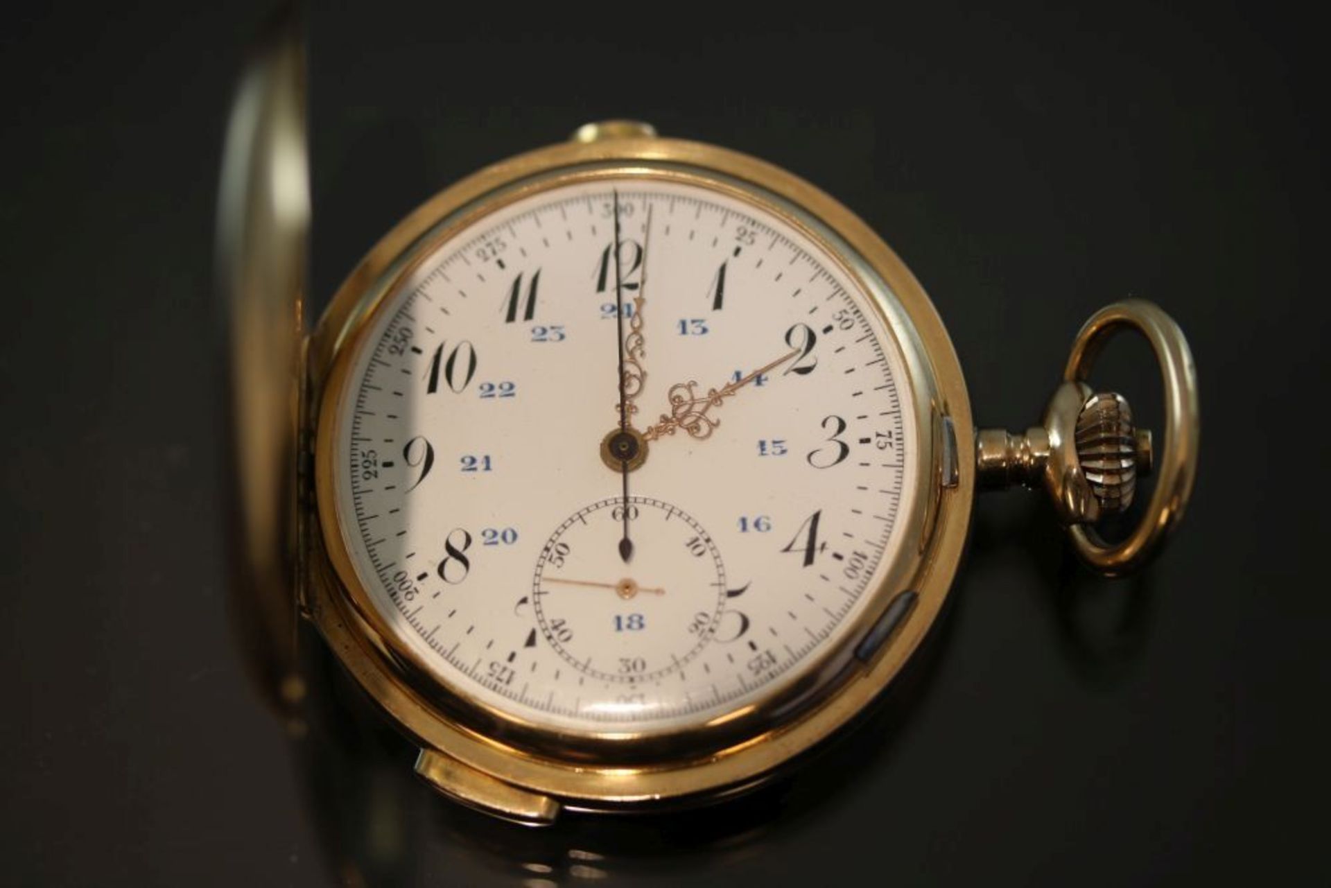 Taschenuhr-RepetitionWerk: HandaufzugBand: 585 GoldFunktion: Chronographe mit SchlagGehäuse Ø: 5,4 - Bild 2 aus 4