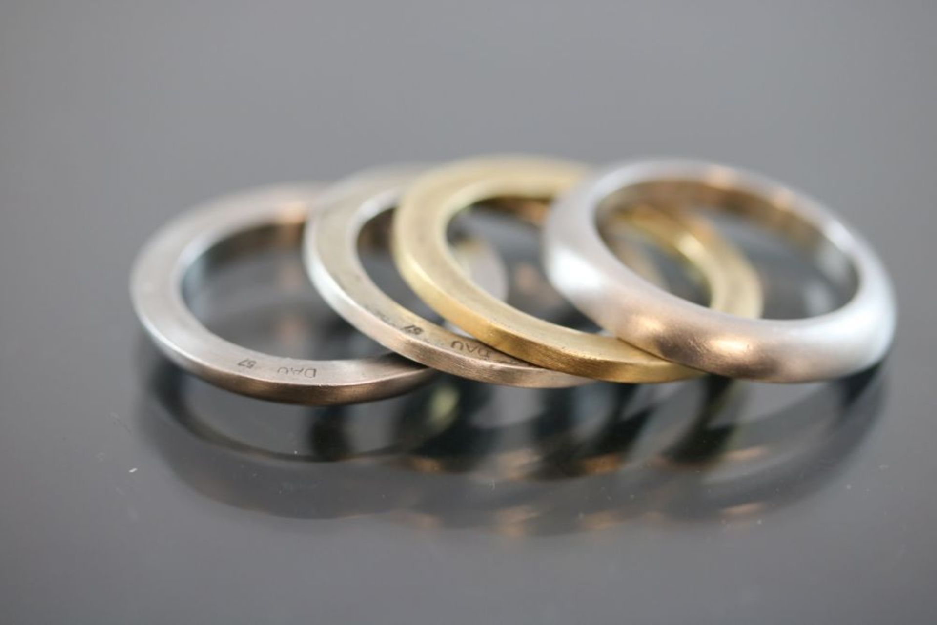 DAU-Ring-Set, 925 Silber/750Gold/Stahl15,2 Gramm Ringgröße: 57- - -25.00 % buyer's premium on the - Bild 2 aus 3